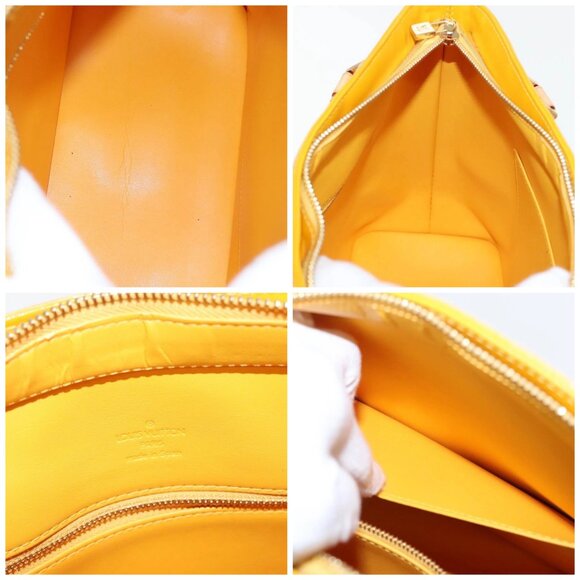 LOUIS VUITTON Monogram Vernis Houston Hand Bag Lime Yellow M91055 LV Auth 95398 - Picture 15 of 16